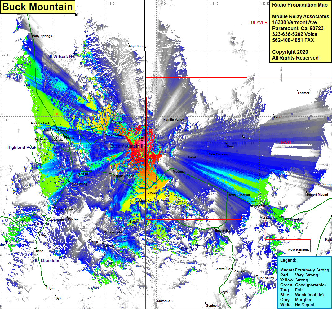 heat map radio coverage Buck Mountain II